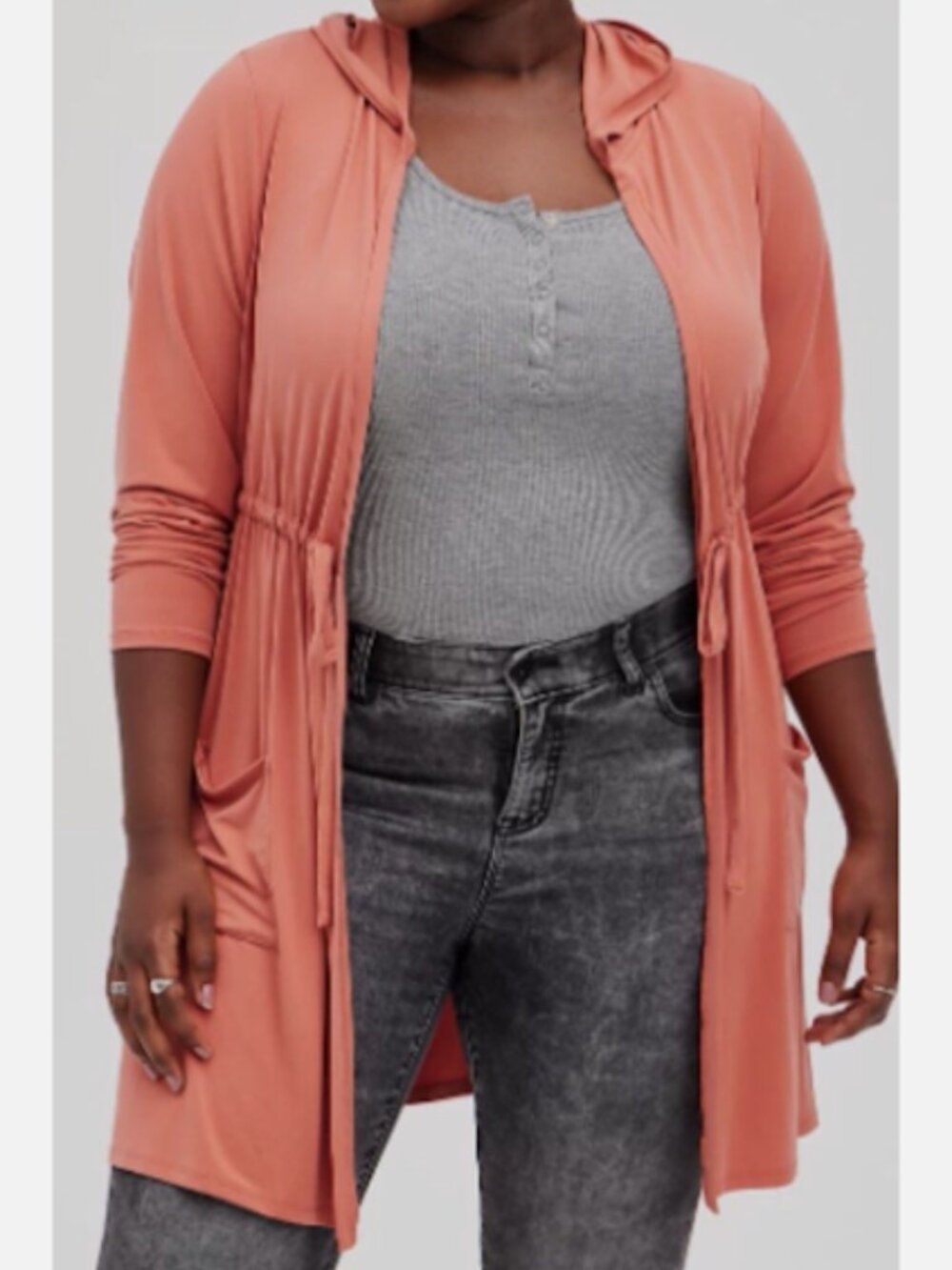 Torrid Coral Hooded Cardigan